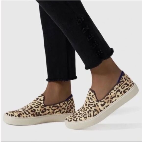 ROTHY’S | Camo Cat Leopard Animal Print Slip On Sneakers Women’s Size 8 - Picture 1 of 12